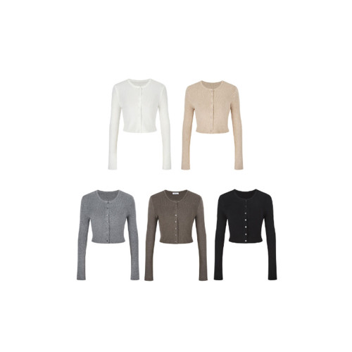 MosesQueen魔西女王紐釦針織衫女2025新款短款灰色顯瘦辣妹上衣 MosesQueen魔西女王紐釦針織衫女2025新款短款灰色顯瘦辣妹上衣