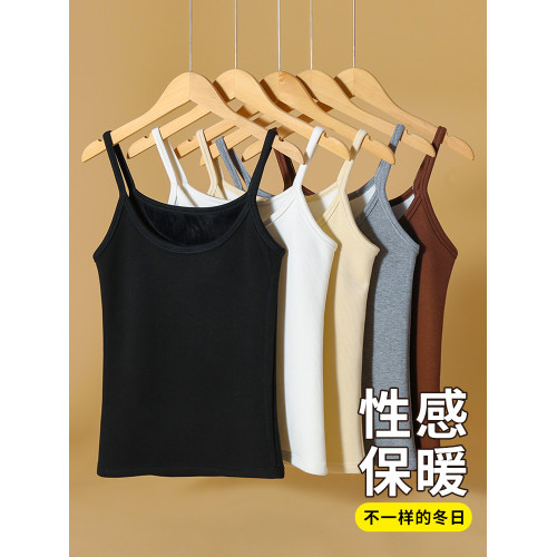 大碼秋冬季加絨加厚針織吊帶女內搭打底西裝保暖修身防寒背心胖mm