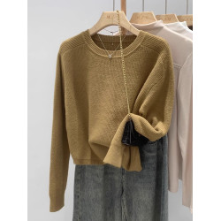 寬松外搭洋絨針織衫女秋冬2025春新款短款套頭毛衣設計感小衆上衣