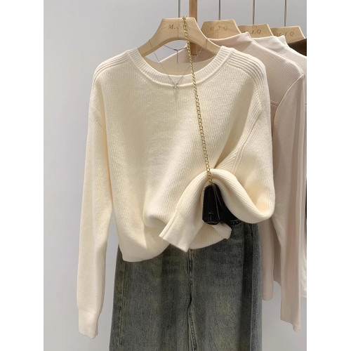 寬松外搭洋絨針織衫女秋冬2025春新款短款套頭毛衣設計感小衆上衣