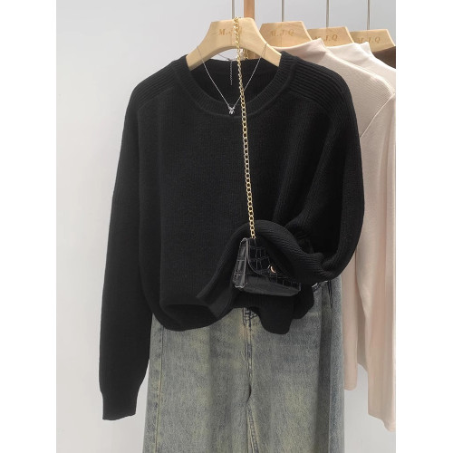 寬松外搭洋絨針織衫女秋冬2025春新款短款套頭毛衣設計感小衆上衣