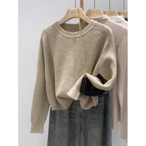 寬松外搭洋絨針織衫女秋冬2025春新款短款套頭毛衣設計感小衆上衣