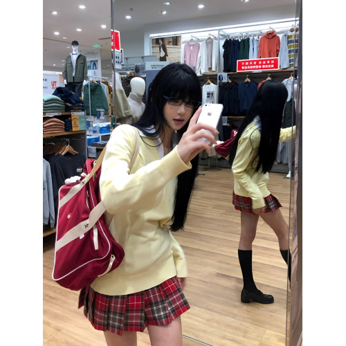 秋冬JK製服套頭毛衣女日系學院風純色V領針織衫內搭上衣長袖外套 秋冬JK製服套頭毛衣女日系學院風純色V領針織衫內搭上衣長袖外套