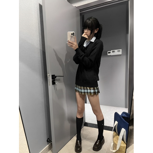 秋冬JK製服套頭毛衣女日系學院風純色V領針織衫內搭上衣長袖外套 秋冬JK製服套頭毛衣女日系學院風純色V領針織衫內搭上衣長袖外套