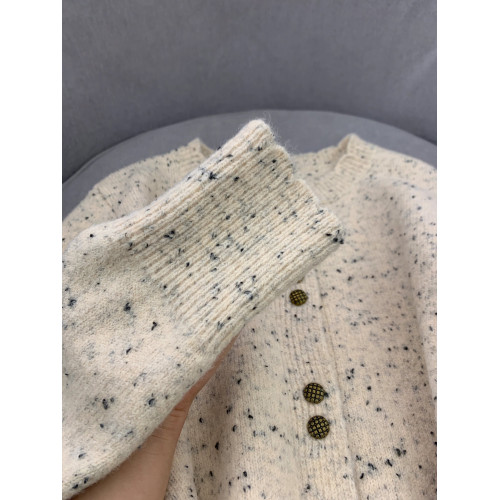 秋季新款圓領花點針織開衫寬松顯瘦設計感小香風短款毛衣女外套