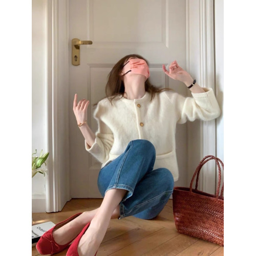 小香風氣質馬海毛毛衣外套女早秋2024新款針織開衫高級感外搭上衣 小香風氣質馬海毛毛衣外套女早秋2024新款針織開衫高級感外搭上衣