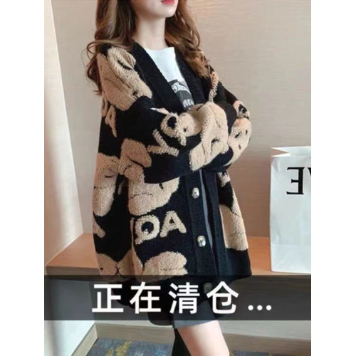 慵懶風寬松開衫女針織衫上衣外穿春秋新款2025設計感加厚毛衣外套