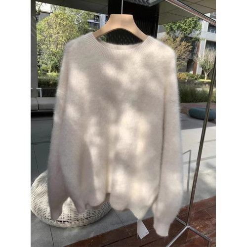 奶fufu溫柔風浣熊絨紫色毛衣女2025秋冬內搭羊毛打底針織上衣加厚