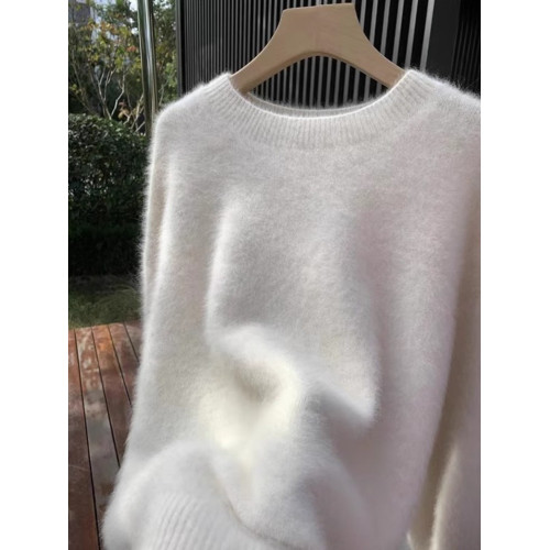 奶fufu溫柔風浣熊絨紫色毛衣女2025秋冬內搭羊毛打底針織上衣加厚