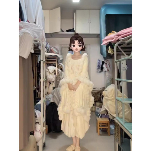 慵懶麻花針織環保毛毛球披肩外套秋冬2024新款鬭篷披肩毛衣外套女