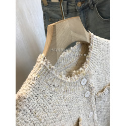 禾出！！櫃上3500+，精緻重工小香風花紗真絲亞麻針織開衫外套女