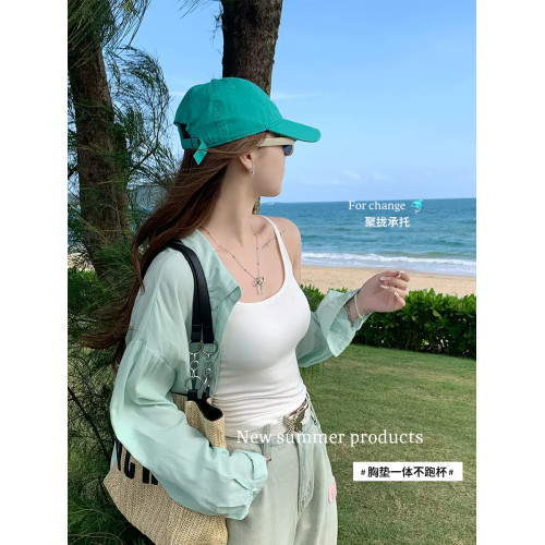 美背吊帶2025新款爆款女內搭黑色背心帶胸墊文胸一體打底上衣外穿