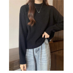 法式短款毛衣女秋冬小個子加厚內搭溫柔風軟糯半高領套頭針織衫