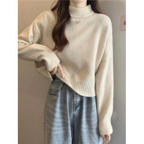 法式短款毛衣女秋冬小個子加厚內搭溫柔風軟糯半高領套頭針織衫 法式短款毛衣女秋冬小個子加厚內搭溫柔風軟糯半高領套頭針織衫