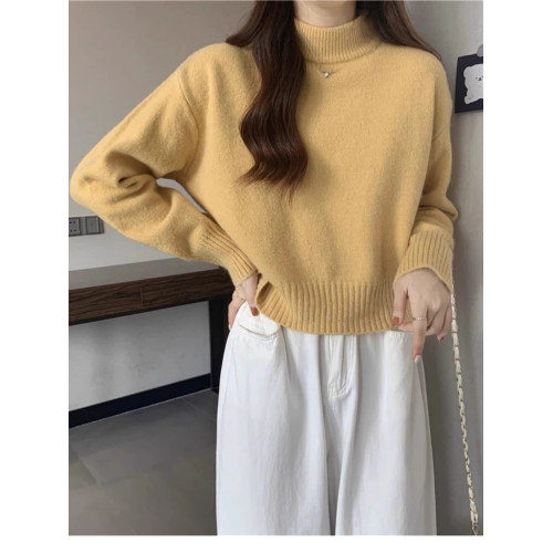 法式短款毛衣女秋冬小個子加厚內搭溫柔風軟糯半高領套頭針織衫 法式短款毛衣女秋冬小個子加厚內搭溫柔風軟糯半高領套頭針織衫