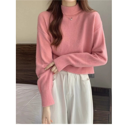 法式短款毛衣女秋冬小個子加厚內搭溫柔風軟糯半高領套頭針織衫 法式短款毛衣女秋冬小個子加厚內搭溫柔風軟糯半高領套頭針織衫