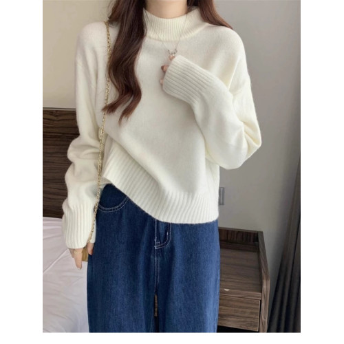 法式短款毛衣女秋冬小個子加厚內搭溫柔風軟糯半高領套頭針織衫 法式短款毛衣女秋冬小個子加厚內搭溫柔風軟糯半高領套頭針織衫