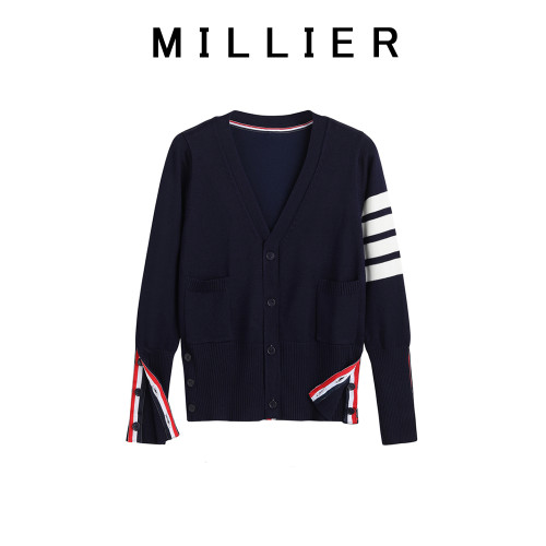 四條杠條紋男女情侶裝針織開衫春秋TB寬松百搭英倫學院風大碼外套