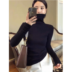 白色堆堆領羊毛打底衫女修身內搭高領配大衣高級感羊絨針織衫毛衣