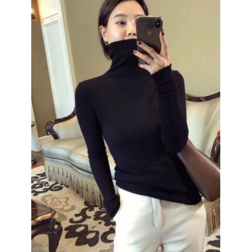 白色堆堆領羊毛打底衫女修身內搭高領配大衣高級感羊絨針織衫毛衣