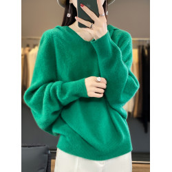 胖MM女裝帶帽衫秋冬新款上衣加肥加大蝙蝠袖200斤毛衣連帽針織衫