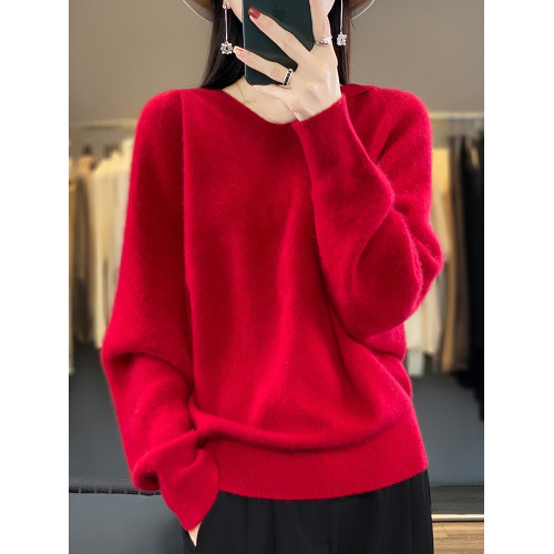 胖MM女裝帶帽衫秋冬新款上衣加肥加大蝙蝠袖200斤毛衣連帽針織衫