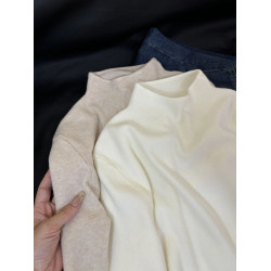 秋冬半高領miu系軟糯針織毛衣長袖打底衫女裝寬松燕麥色內搭上衣