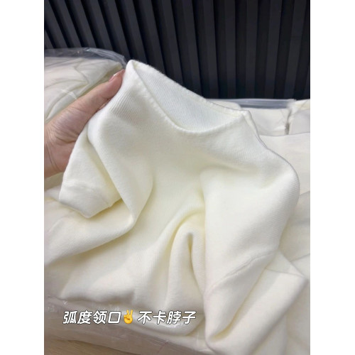 秋冬半高領miu系軟糯針織毛衣長袖打底衫女裝寬松燕麥色內搭上衣