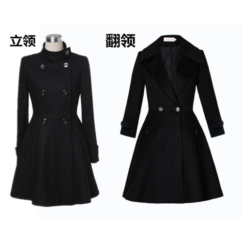 小個子風衣女2025年新款休閒春秋修身收腰黑色中長款呢子毛呢外套