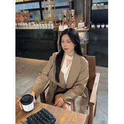 卡其色氣質短款風衣女2025秋季新款寬松翻領系帶小個子高級感外套