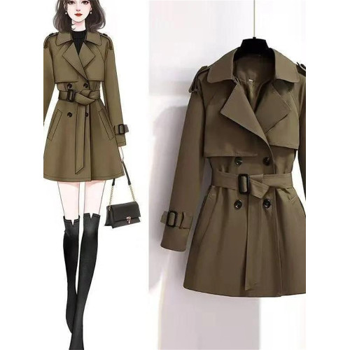 赫本風氣質西裝連衣裙女秋冬2024加厚收腰工裝外套高級感風衣大衣