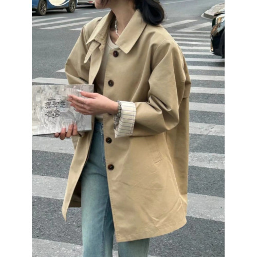今年流行風衣外套女2025早春秋新款卡其色英倫風小個子中長款大衣