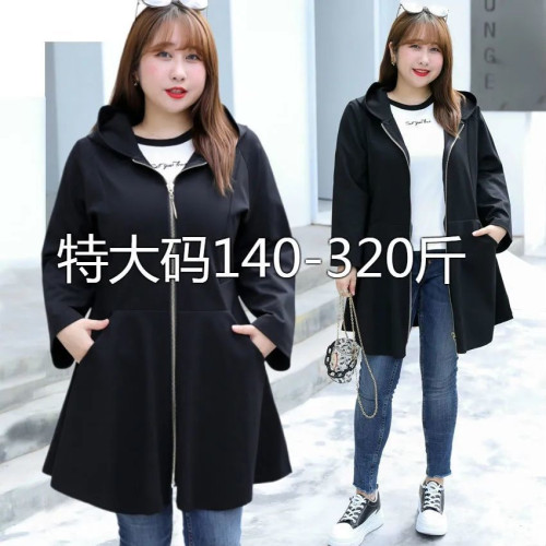 300斤特大碼韓版女裝春秋薄款寬松外套胖mm藏肉顯瘦中長款風衣女