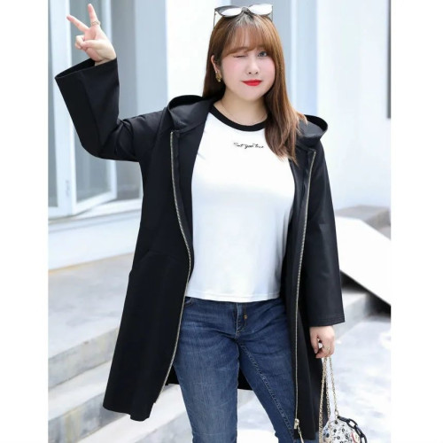 300斤特大碼韓版女裝春秋薄款寬松外套胖mm藏肉顯瘦中長款風衣女