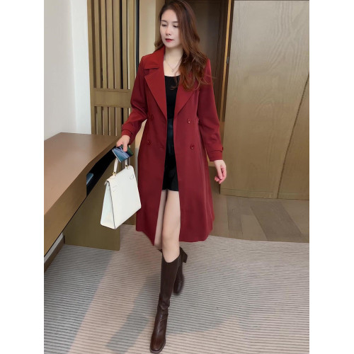 風衣外套女中長款2025秋冬新款時尚氣質顯瘦雙排釦西裝領流行大衣