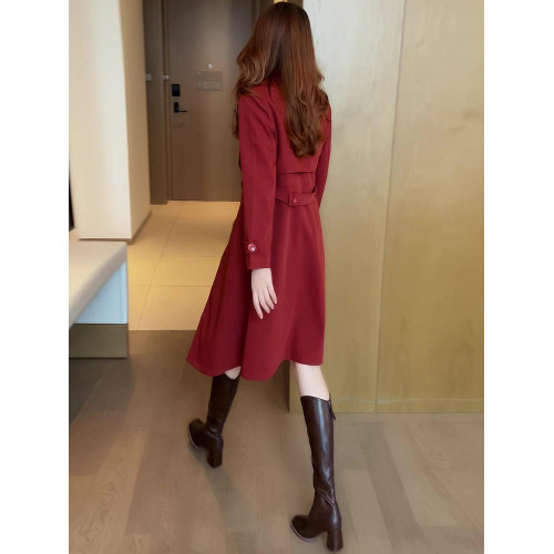 風衣外套女中長款2025秋冬新款時尚氣質顯瘦雙排釦西裝領流行大衣