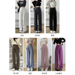 灰色西裝褲高級感垂感女秋季2025年新款休閒小個子顯瘦窄版濶腿褲