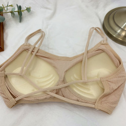 2021韓版美背帶胸墊一體式文胸女學生純色吊帶帶裹胸背心內衣