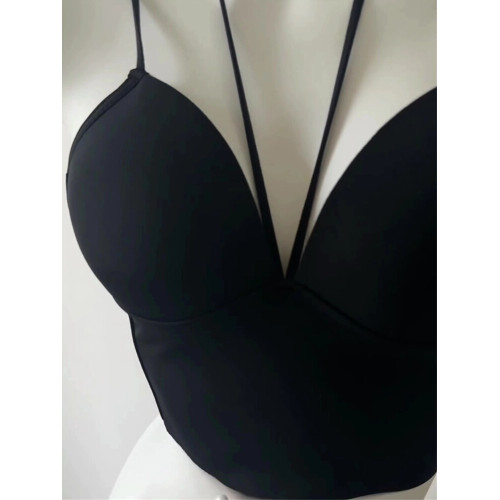 設計感小衆辣妹穿搭掛脖帶胸墊吊帶背心女內搭打底美背文胸一體式