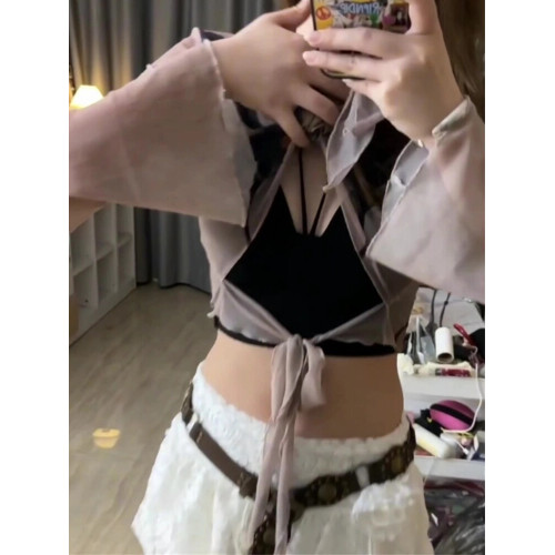 設計感小衆辣妹穿搭掛脖帶胸墊吊帶背心女內搭打底美背文胸一體式