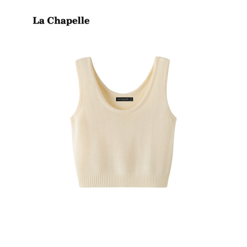 拉夏貝爾/La Chapelle圓領吊帶背心女秋季新款內搭無袖針織上衣