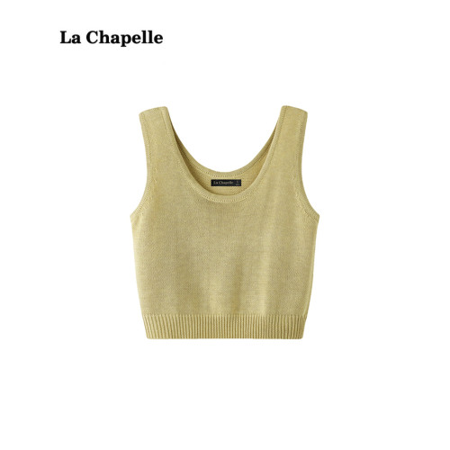 拉夏貝爾/La Chapelle圓領吊帶背心女秋季新款內搭無袖針織上衣