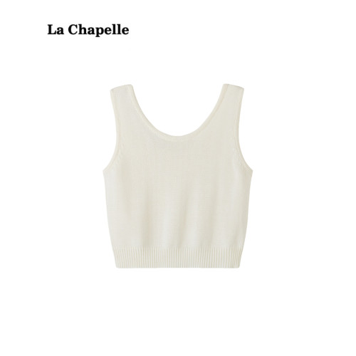 拉夏貝爾/La Chapelle圓領吊帶背心女秋季新款內搭無袖針織上衣