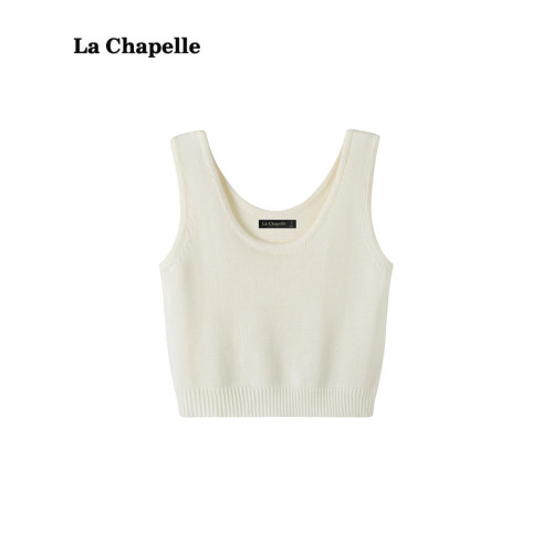 拉夏貝爾/La Chapelle圓領吊帶背心女秋季新款內搭無袖針織上衣