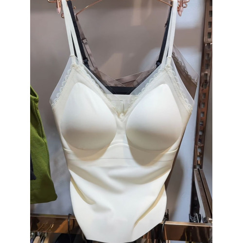 歐洲站2025秋季新款一體杯法式無痕裸感美背女百搭蕾絲背心吊帶潮