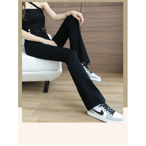 黑色喇叭褲女春秋2025年新款高腰顯瘦修身女士彈力微喇休閒長褲子