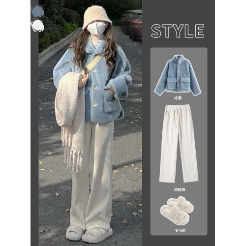 米白色燈芯絨濶腿褲女春秋冬2025新款垂感加絨小個子雪尼爾直筒褲 米白色燈芯絨濶腿褲女春秋冬2025新款垂感加絨小個子雪尼爾直筒褲