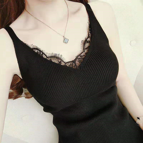 吊帶女內搭性感蕾絲邊冰絲針織打底小背心v領內搭配西裝小吊帶