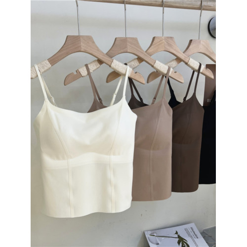 冰絲裸感無痕吊帶內衣固定一體帶胸墊防走光抹胸內搭女士顯瘦背心