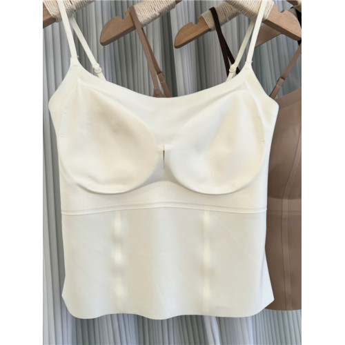 冰絲裸感無痕吊帶內衣固定一體帶胸墊防走光抹胸內搭女士顯瘦背心